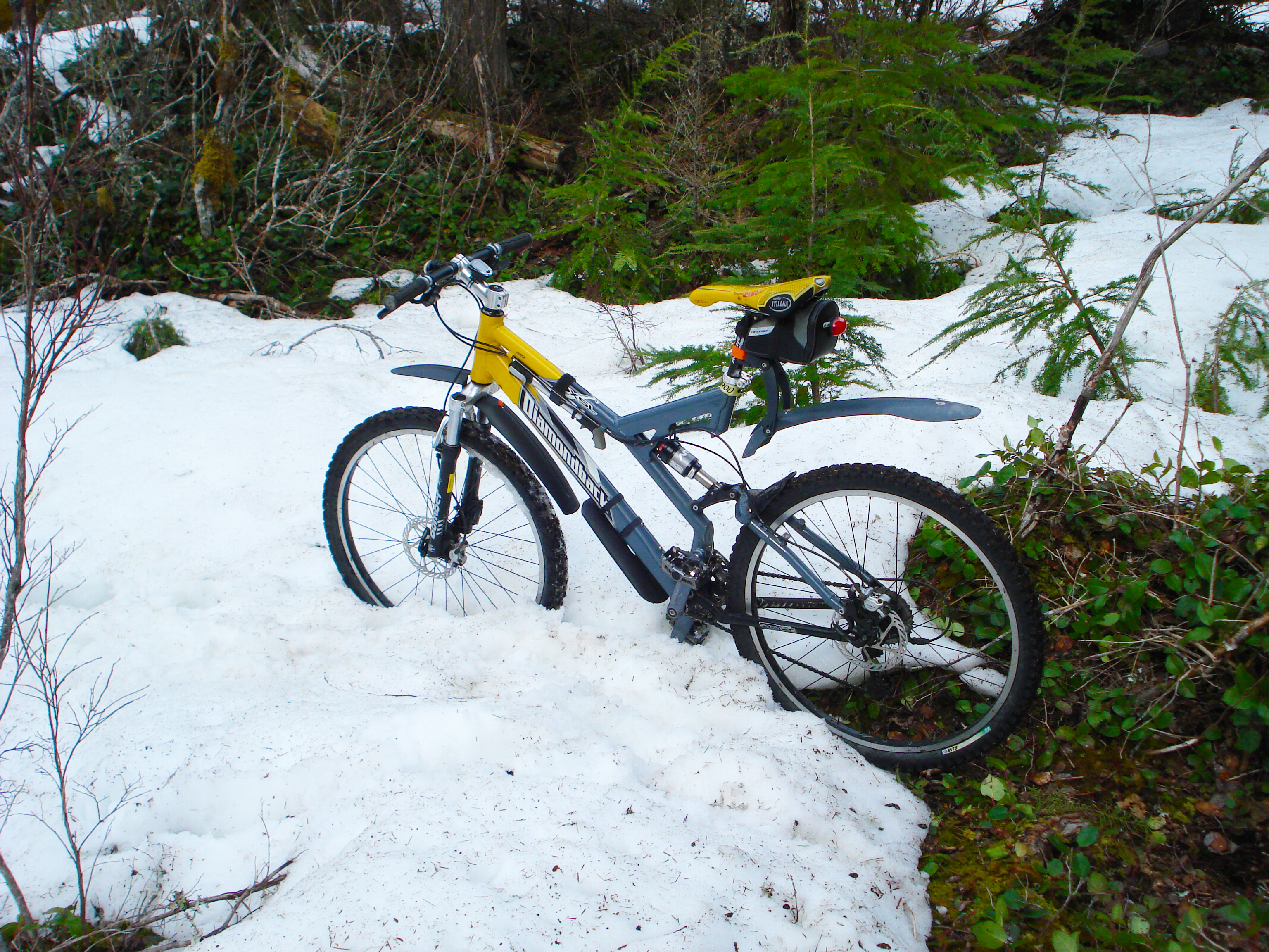 Mountain bike in snow
